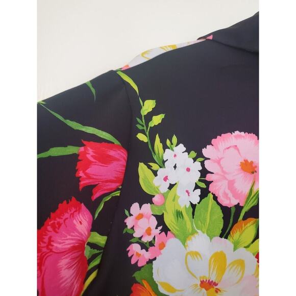 Vintage 70s Vibrant Flower Print Maxi Hostess Collar House Midi Dress, Med/Lrg - Picture 11 of 13